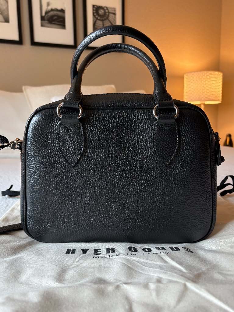 Hyer Goods La Corsa Leather Bowling Bag In Black With Silver Hardware — image 2 of 8